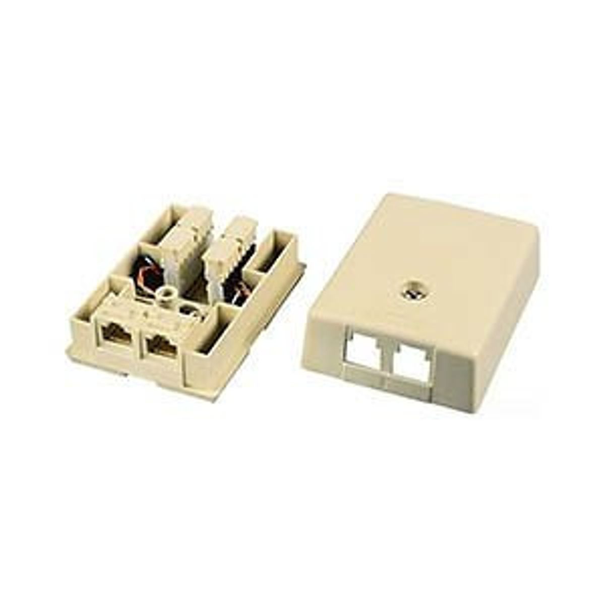 8 Conductor 8 Position Keyed Flush Mount Duplex Wall Outlet Jack Ivory